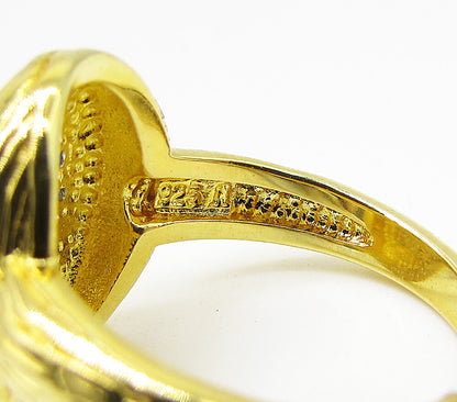 Gold Over 925 Silver  .11ctw Genuine Diamonds Cluster Band Ring Sz 7  RG3248