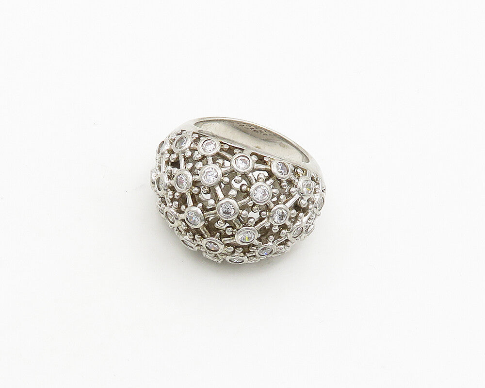 925 Sterling Silver  Vintage Cubic Zirconia Dome Cocktail Ring Sz 6  RG19770
