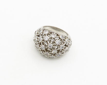 925 Sterling Silver  Vintage Cubic Zirconia Dome Cocktail Ring Sz 6  RG19770