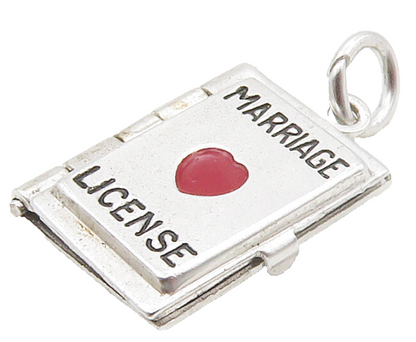 925 Sterling Silver  Vintage Marriage License Locket Pendant (OPENS)  PT12911