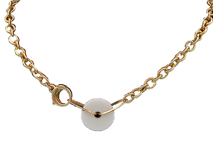 GUESS 925 Sterling Silver White Onyx Shiny Gold Plated Chain Necklace NE2930