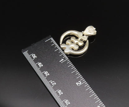 925 Silver  Vintage Carved Modernist Abstract Symbol Motif Pendant  PT21374