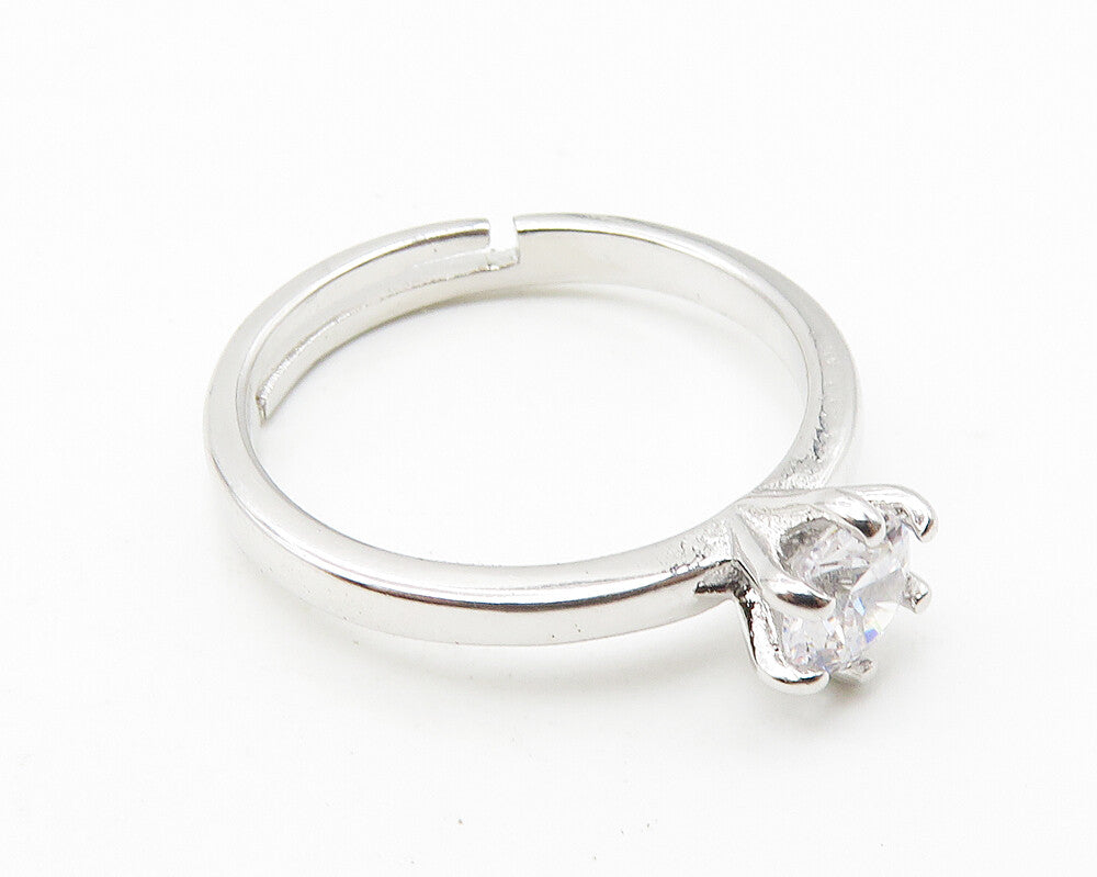 925 Sterling Silver  Round Cut Cubic Zirconia Solitaire Ring Sz 6  RG10283