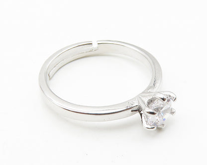 925 Sterling Silver  Round Cut Cubic Zirconia Solitaire Ring Sz 6  RG10283
