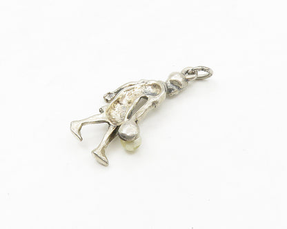 925 Sterling Silver  Vintage Petite Pearl Woman Bowling Pendant  PT14030
