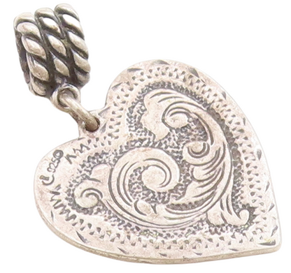 925 Sterling Silver Vintage Pendant CAROLYN POLLACK Swirly Carved Heart  PT23869