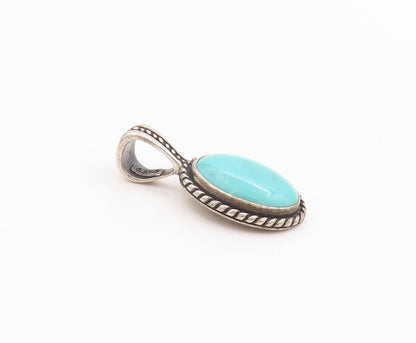 925 Sterling Silver Vintage Pendant CAROLYN POLLACK Oval Turquoise Charm PT24799