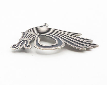 925 Sterling Silver  Vintage Oxidized Swirl Design Brooch Pin  BP4362