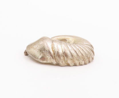 925 Sterling Silver Vintage Brooch Pin BETH MOSKOWITZ Domed Carved Shell BP10798