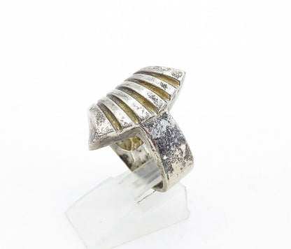 925 Sterling Silver  Vintage Dark Tone Fluted Design Band Ring Sz 7.5  RG5342