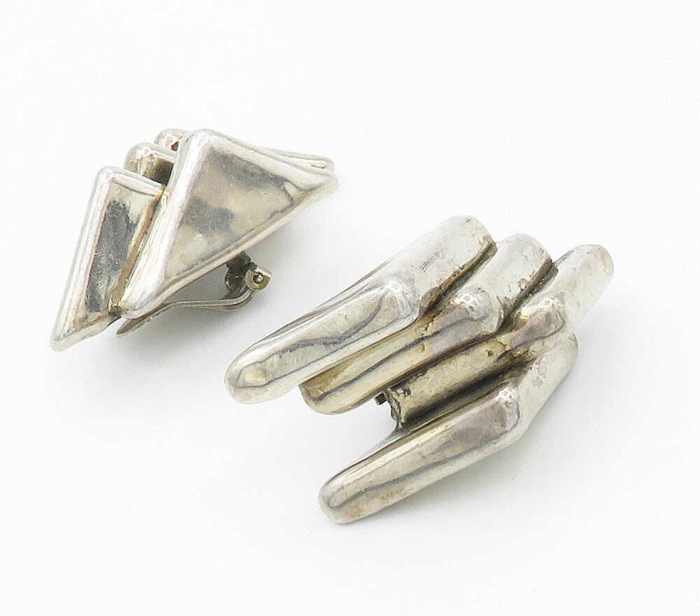 ISRAEL 925 Sterling Silver  Vintage Modernist Non Pierce Earrings  EG7787
