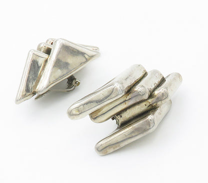 ISRAEL 925 Sterling Silver  Vintage Modernist Non Pierce Earrings  EG7787