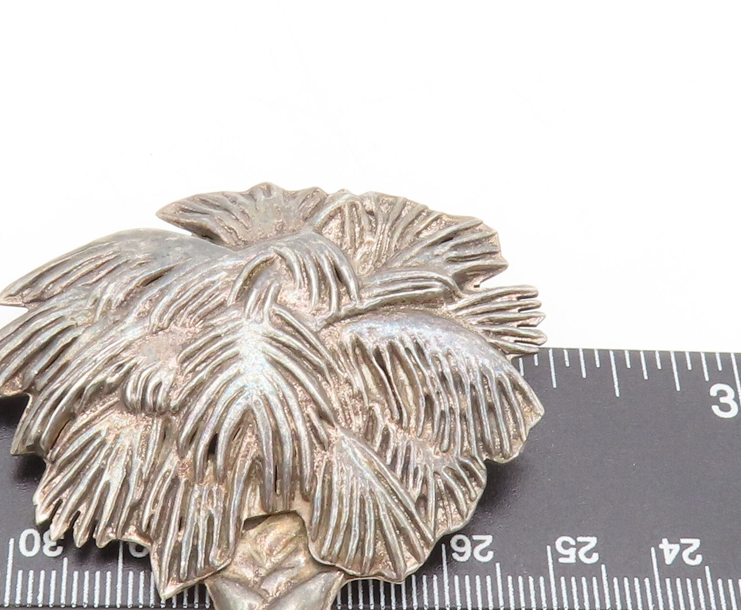 925 Sterling Silver  Vintage Modernist Carved Palm Tree Brooch Pin  BP10448
