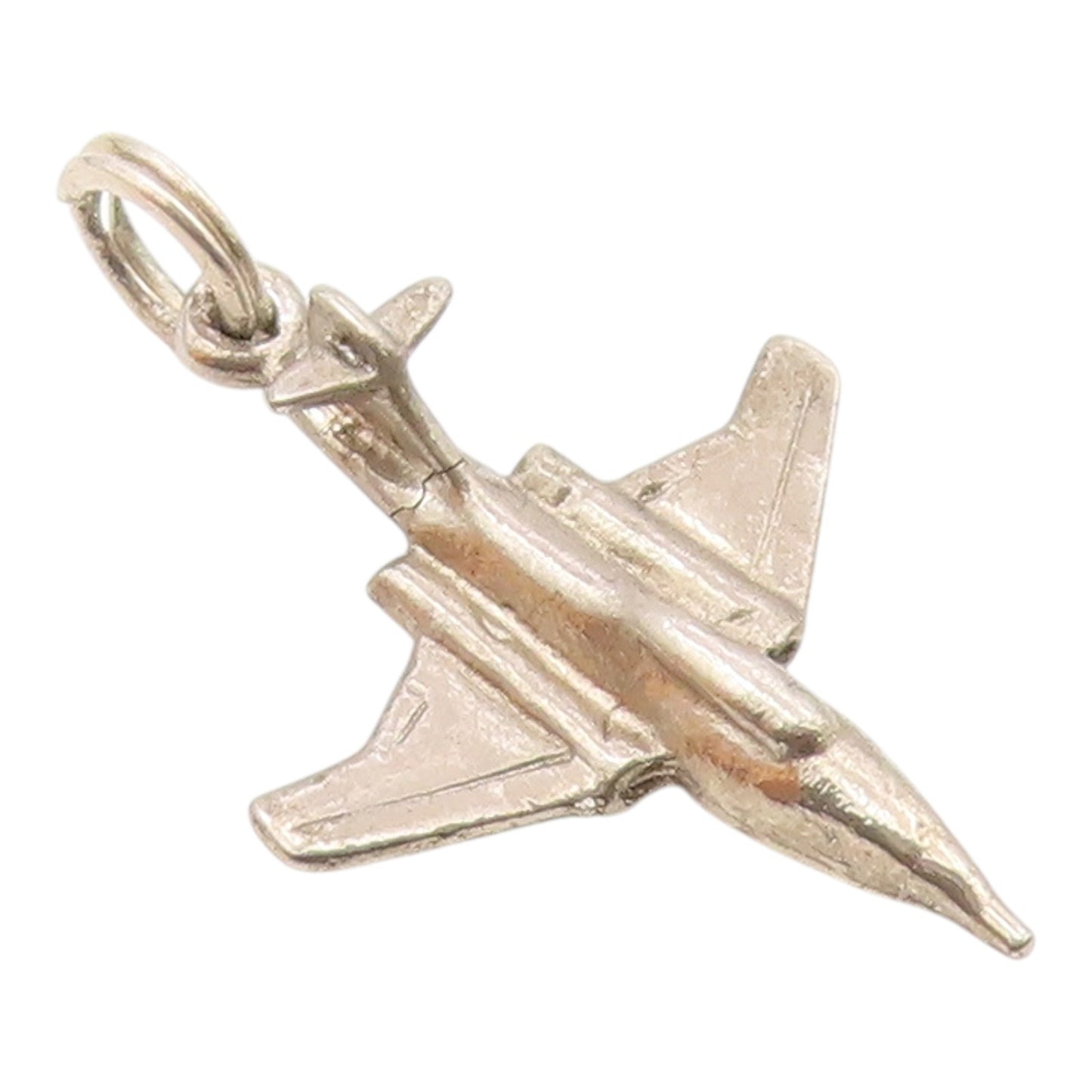 925 Sterling Silver  Vintage Petite Jet Plane Shiny Pendant  PT16980