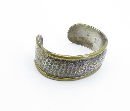 LATON MEXICO 925 Silver  Vintage Two Tone Raised Edge Cuff Bracelet  BT2696