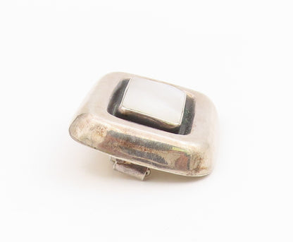 925 Sterling Silver Vintage Brooch Pin POLAND Mother Of Pearl Charm  BP12191