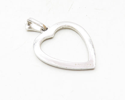 925 Sterling Silver  Sparkling Open Love Heart Drop Pendant  PT7624