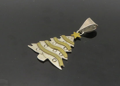 MEXICO 925 Sterling Silver  Vintage Two Tone Christmas Tree Pendant  PT16835