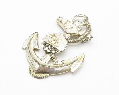 925 Sterling Silver  Vintage Shiny New London Ship Anchor Brooch Pin  BP5514