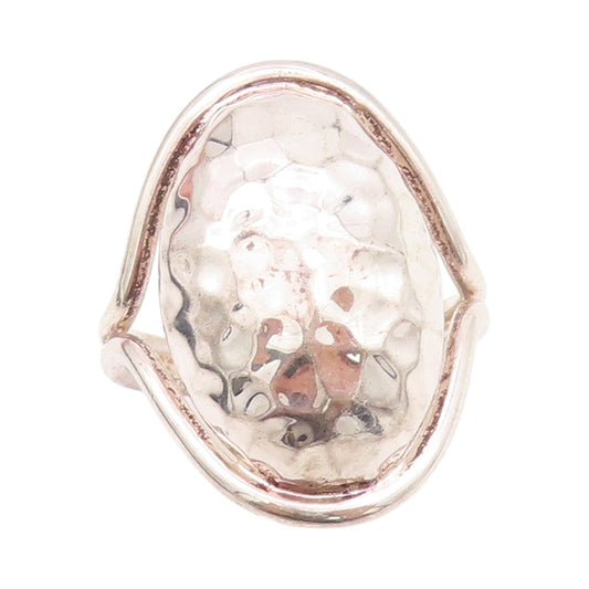 925 Sterling Silver Vintage Ring Brutalist Surface Domed Design Sz 10.5  RG33081