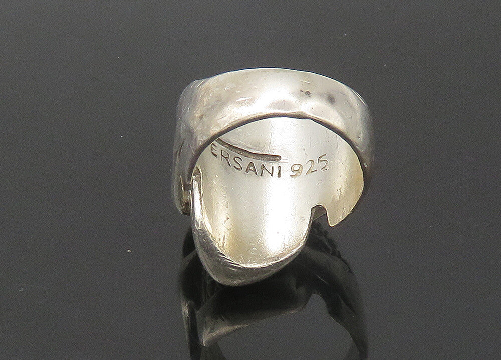 VERSANI 925 Sterling Silver Vintage Skeleton Head Heavy Biker Ring Sz 9  RG22374