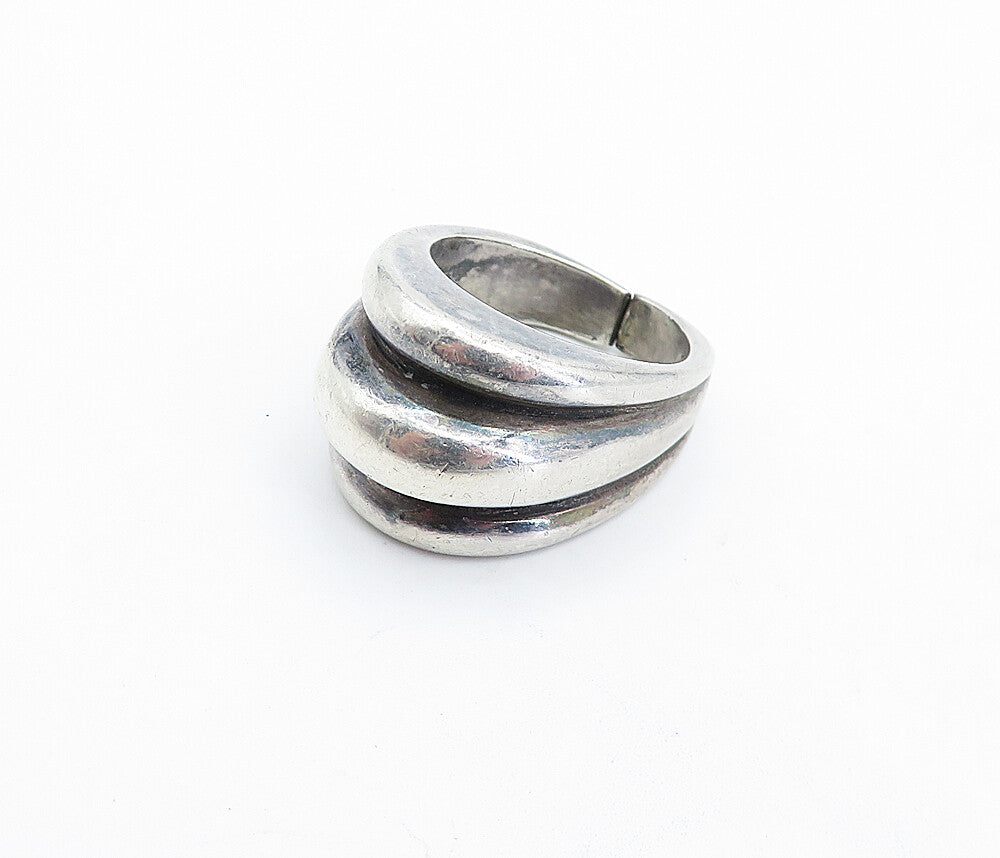 FRANCIS STEBBINGS 925 Silver  Vintage Shiny Fluted Dome Band Ring Sz 7  RG4318