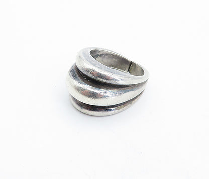 FRANCIS STEBBINGS 925 Silver  Vintage Shiny Fluted Dome Band Ring Sz 7  RG4318