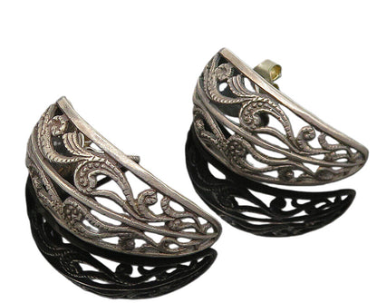 925 Sterling Silver  Vintage Dark Tone Open Swirl Twist Drop Earrings  EG5674