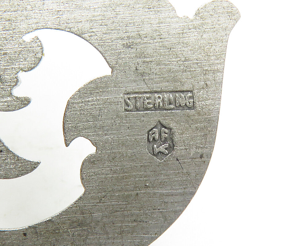 ENGLAND 925 Sterling Silver  Vintage Shiny Floral Swirl Drop Pendant  PT14377