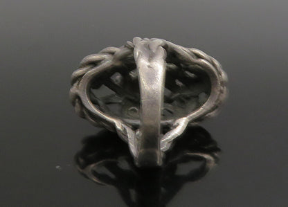 925 Sterling Silver  Vintage Dark Tone Twist Knot Dome Band Ring Sz 7  RG23338