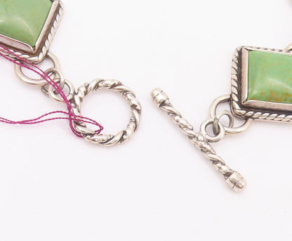 925 Sterling Silver Vintage Bracelet Roped 2 Tone Real Turquoise BT10374