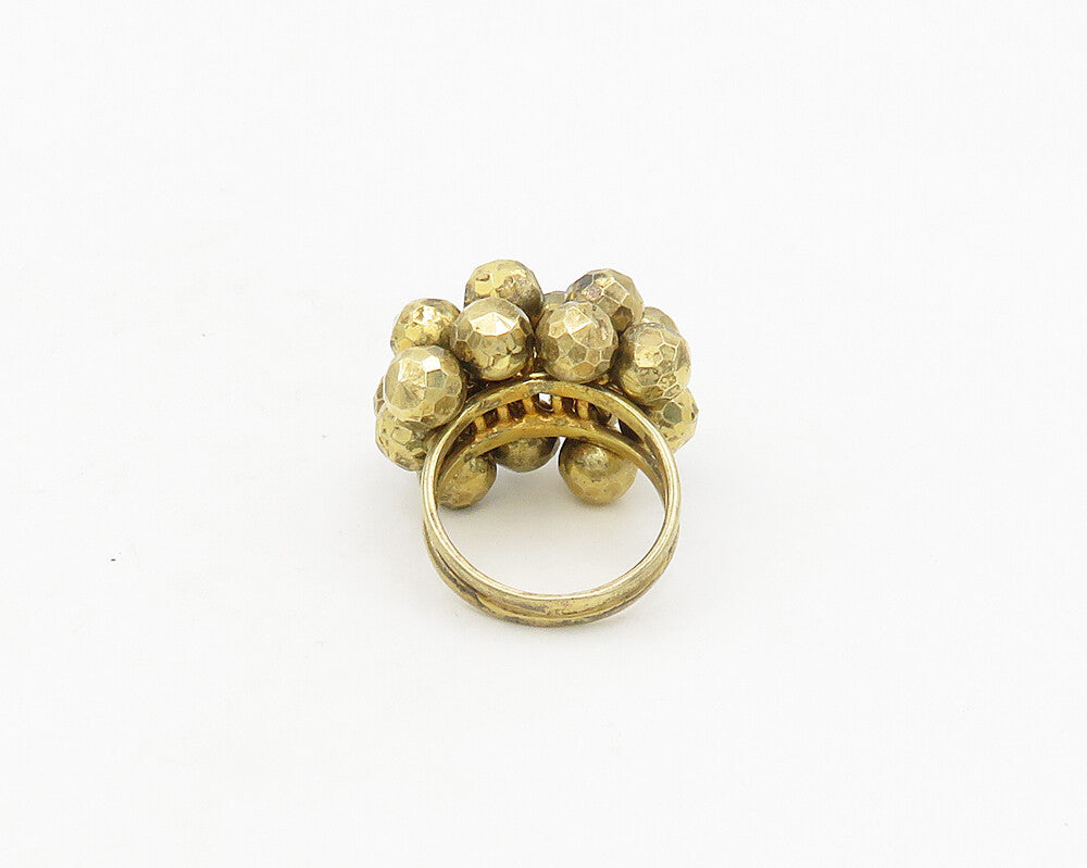 925 Sterling Silver  Vintage Shiny Beaded Cluster Band Ring Sz 6  RG18648
