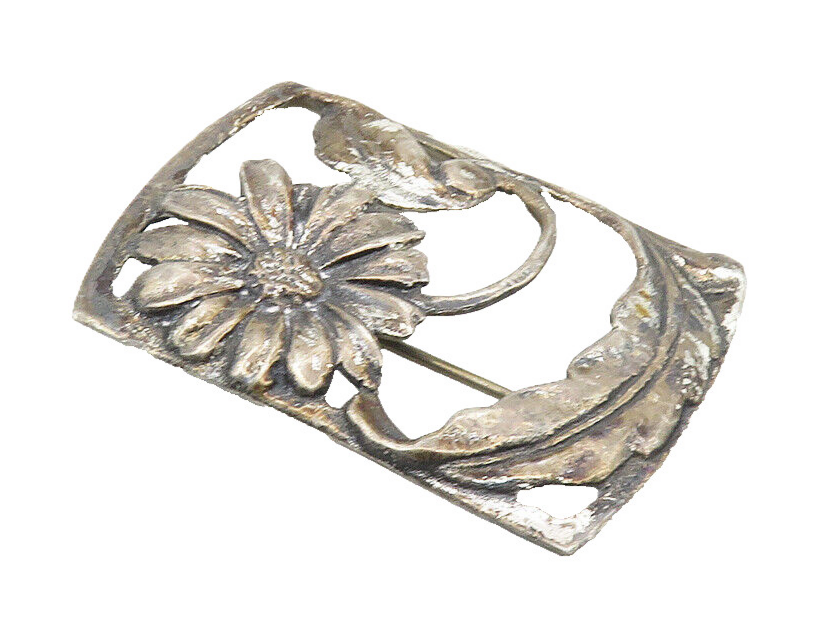 925 Sterling Silver  Vintage Dark Tone Single Daisy Flower Brooch Pin  BP3673
