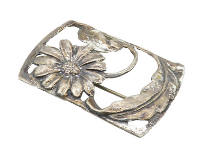 925 Sterling Silver  Vintage Dark Tone Single Daisy Flower Brooch Pin  BP3673