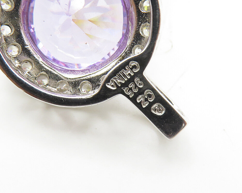 ROSS SIMON 925 Silver  Sparkling Purple Cubic Zirconia Round Pendant  PT14597