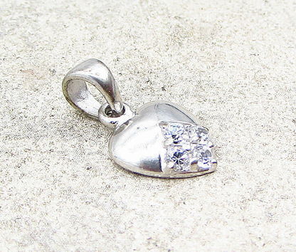 925 Sterling Silver  White Cubic Zirconia Love Heart Pendant  PT1520