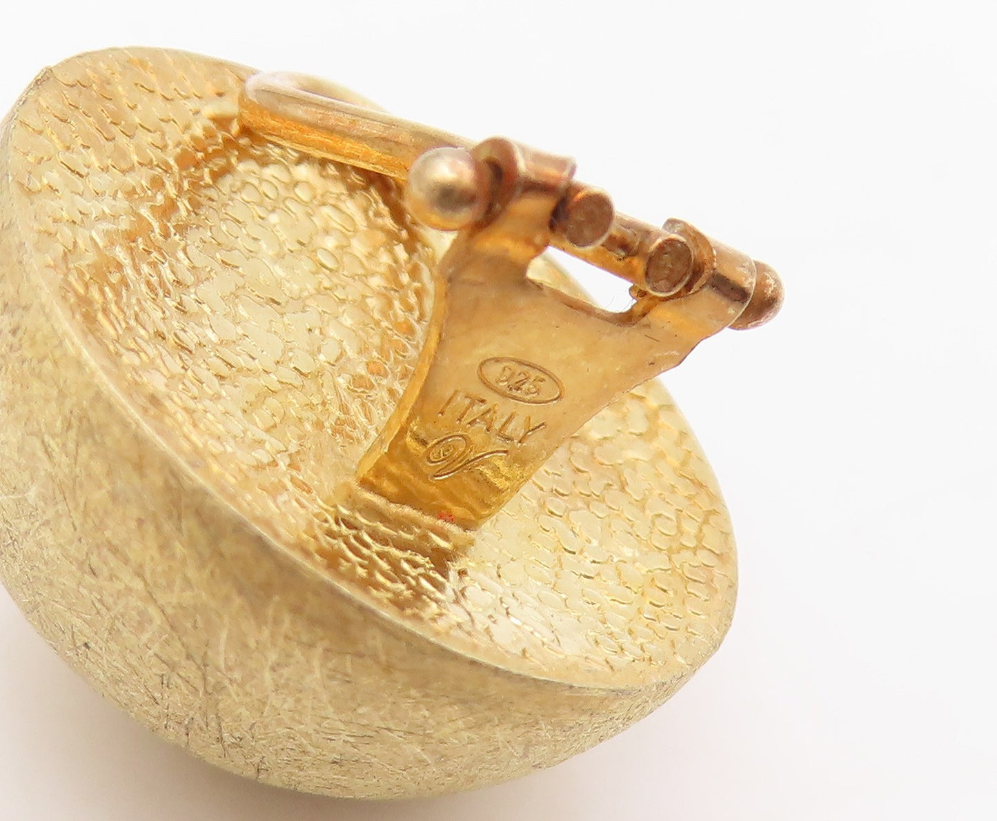 925 Sterling Silver Vintage Earrings Gold Plated Classic Textured Sphere EG13885