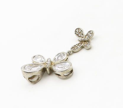 925 Sterling Silver  Vintage Cubic Zirconia Butterflies Motif Pendant  PT13276