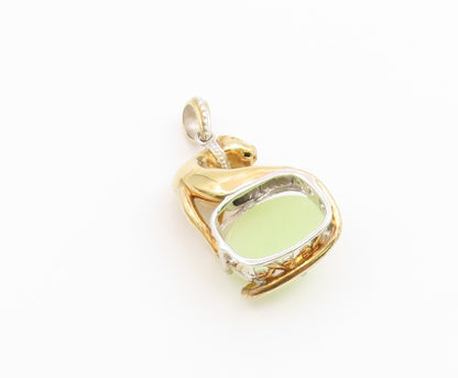 925 Sterling Silver Vintage Pendant Gold Plated MICHAEL VALITUTTI Jade  PT26498