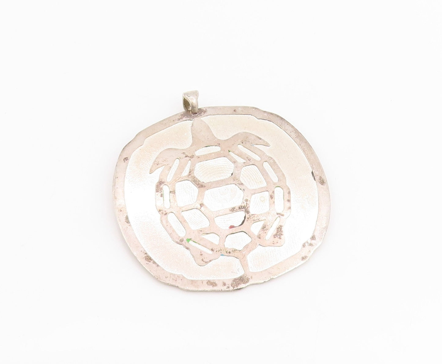 925 Sterling Silver Vintage Pendant Geometric Honeycomb Turtle Design  PT25194