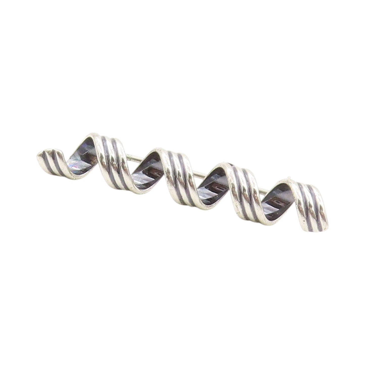 925 Sterling Silver Vintage Brooch Pin BEAU Cutout Spiral Spring Design  BP11567