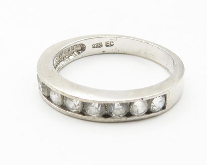 925 Sterling Silver  Cubic Zirconia Half Eternity Band Ring Sz 6  RG11586