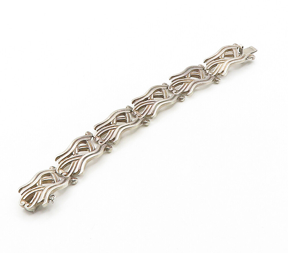 PEDRO CASTILLO 925 Silver  Vintage Dark Tone Hinge Link Chain Bracelet  BT6445