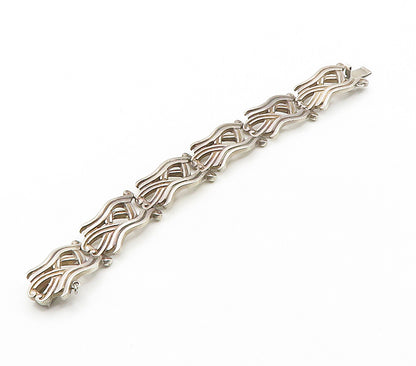 PEDRO CASTILLO 925 Silver  Vintage Dark Tone Hinge Link Chain Bracelet  BT6445