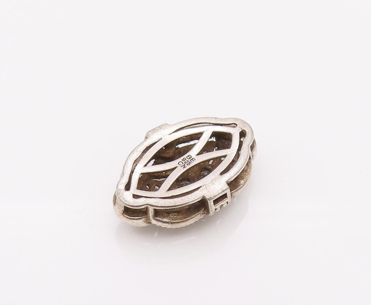 925 Sterling Silver  Vintage CZ Eye Inside The Flower Pendant  PT22104