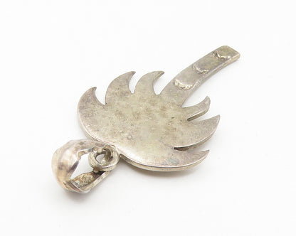 925 Sterling Silver  Vintage Dark Tone Palm Tree Motif Drop Pendant  PT8570