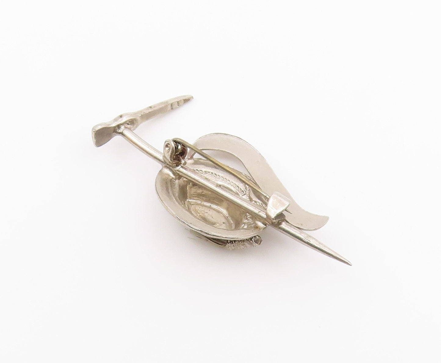 925 Sterling Silver  Vintage Schruns Mountain Hiking Stick Brooch Pin  BP8391