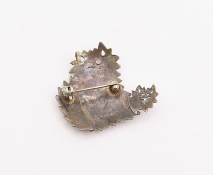 925 Sterling Silver Vintage Brooch Pin Modernist Cat With Jagged Edges  BP12320