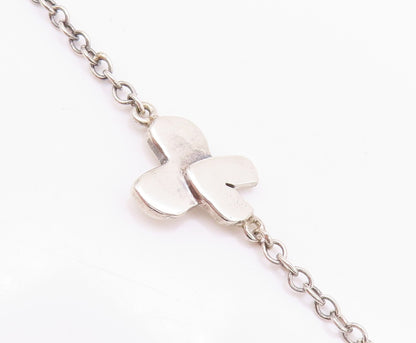 925 Sterling Silver Vintage Necklace Chained Linked Cutout Bows NE4578