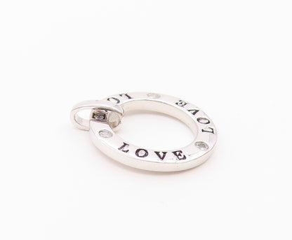 925 Sterling Silver   Vintage Cubic Zirconia Love Stamped Pendant  PT18264